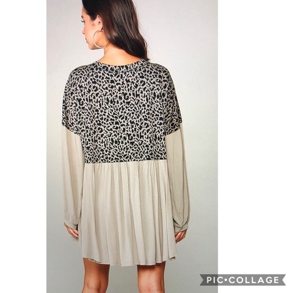 SALE!! Cute & Comfy! Taupe Top w/Animal Print - Picture 3 of 4